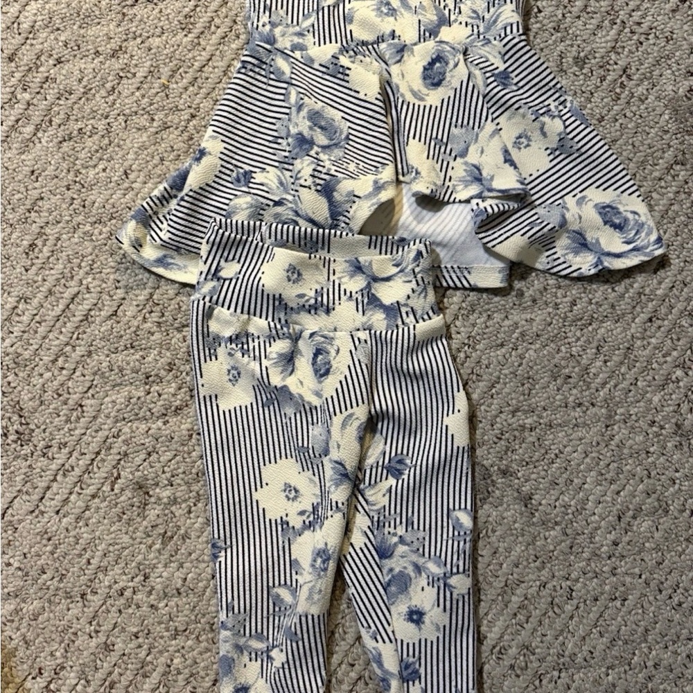 Floral Striped Kids Matching Set - Picture 5 of 8